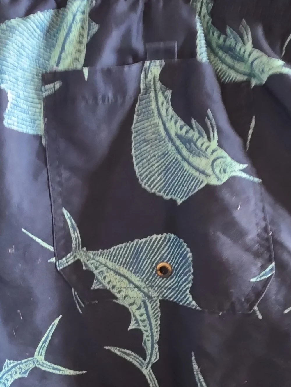 George Navy Swim Shorts with Teal Marlin Print Size 3X 48-50W